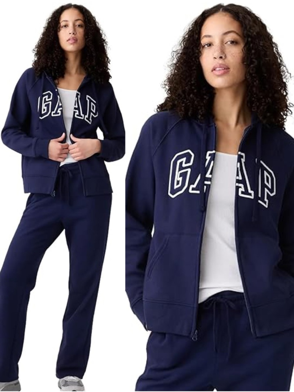 GAP Sweat Set Navy Blue Full-Zip Hoodie & Wide Sweat Pants